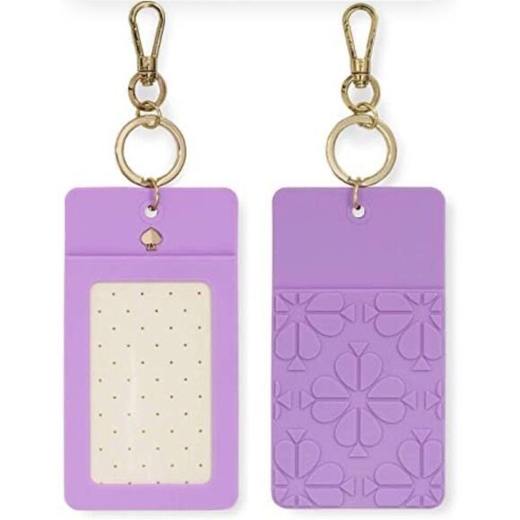Kate spade jelly luggage name is tag car holder keychain fleur flowers purple - Picture 1 of 4